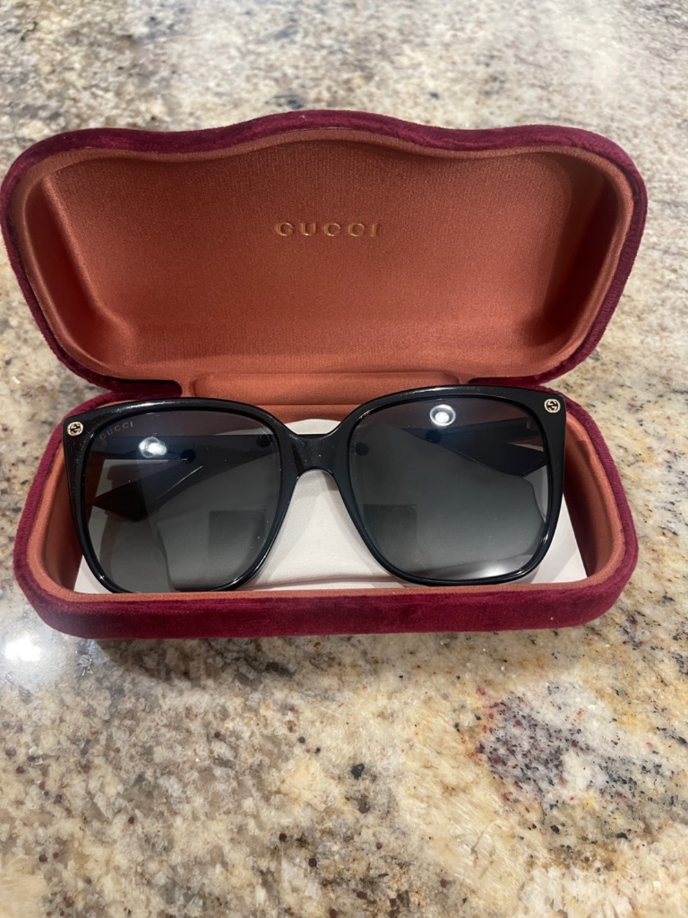 Gucci Black 57mm Square Sunglasses with gradient Lenses